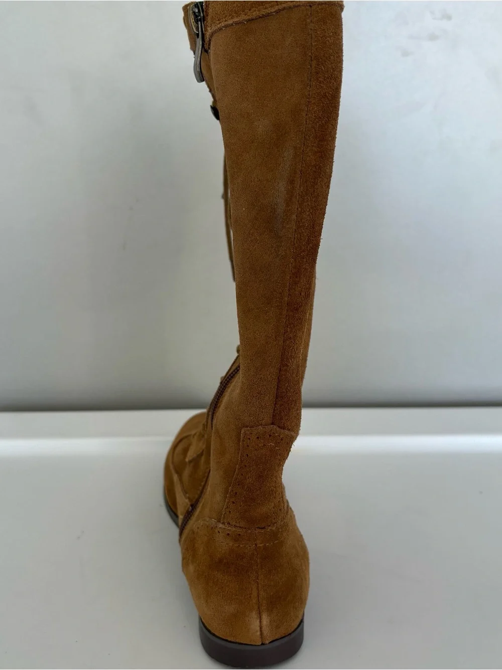Joyfolie aelin lace up tall cow suede nutmeg color boots girls size 2Y